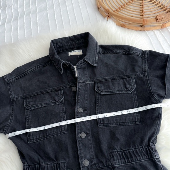 Free People We The Free Marci Cuffed Shortalls Rebel Black Shorts Denim Romper M - Picture 11 of 12